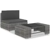 vidaXL Ensemble de jardin lounge 2 pièces Poly rotin gris