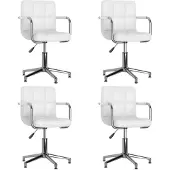 vidaXL Chaise de salle à manger 4 pcs. Pivotant Blanc Similicuir