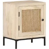 vidaXL Table de chevet 40x30x50 cm Bois de manguier et canne naturelle