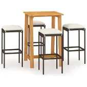 vidaXL Ensemble bar de jardin 5 pièces avec coussins Marron