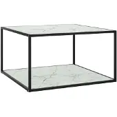vidaXL Table basse noire avec verre blanc aspect marbre 90x90x50 cm