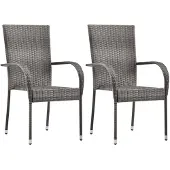 vidaXL Chaises de jardin empilables 2 pcs. Gris Poly Rattan