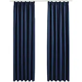 vidaXL Rideaux occultants avec crochets 2 pcs Bleu 140x225 cm