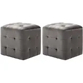 vidaXL 2 pcs Poufs Gris 30 x 30 x 30 cm Tissu velours