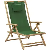 vidaXL Chaise Relax Réglable Vert Bambou et Tissu