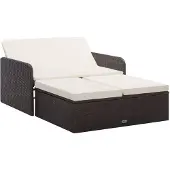 vidaXL Ensemble de salon de jardin 2 pièces avec coussins Poly rotin brun