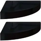 vidaXL Étagères d'angle flottantes 2pcs noir brillant 25x25x3,8cm MDF