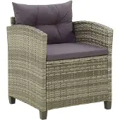 vidaXL Chaise de jardin avec coussin Poly Rattan Gris