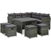 vidaXL ensemble de salon de jardin 6 pièces avec coussins Poly rotin noir