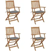 vidaXL Chaises de jardin pliantes 4 pièces avec coussins en bois massif d'acacia