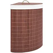 vidaXL Panier à linge d'angle Bambou Marron 60 L