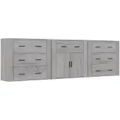 vidaXL Sideboards 3 pcs. Gris Sonoma Matériau dérivé du bois