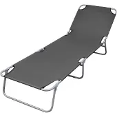 vidaXL Bain de soleil pliable avec dossier réglable Gris