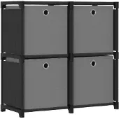 vidaXL Étagère à 4 cubes avec boîtes Noir 69x30x72,5 cm Tissu