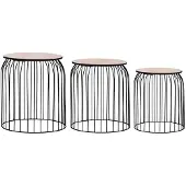 vidaXL Tables basses, lot de 3, noir