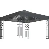 vidaXL Pavillon avec guirlande lumineuse LED 3x3 m Anthracite