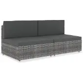 vidaXL Canapé modulable 2 places Poly rotin gris