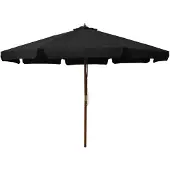 vidaXL Parasol avec mât en bois 330 cm noir