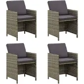 vidaXL Chaises de jardin avec coussins 4 pcs. Poly rotin gris