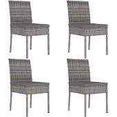 vidaXL Chaises à manger de jardin lot de 4 Résine tressée Gris