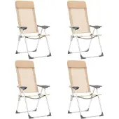 vidaXL Chaises de camping pliantes 4 pcs. Aluminium Crème