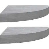 vidaXL Étagères d'angle murales 2 pcs Gris béton 25x25x3,8 cm MDF