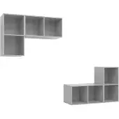 vidaXL Armoires murales TV 4 pcs. Gris béton Bois composite