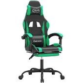 vidaXL Chaise de jeu avec repose-pieds Noir et vert Similicuir