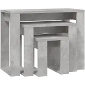vidaXL Tables gigognes 3 pcs Gris béton Bois d'ingénierie