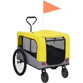 vidaXL Remorque vélo 2 en 1 pour chiens et poussette Jaune et gris