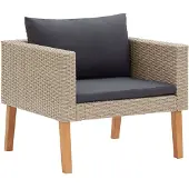Natur24 canapé de jardin 1 place en poly rotin beige avec coussins