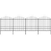 vidaXL Clôture de jardin avec lances (1.75-2)x6.8 m acier noir