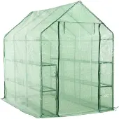 vidaXL Serre praticable avec 12 étagères acier 143 x 214 x 196 cm