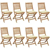 vidaXL Chaises de jardin pliantes 8 pcs. avec coussins en bois massif d'acacia