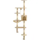 vidaXL Arbre à chat mural avec colonnes à griffer en sisal 194 cm Beige