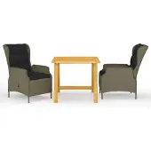 vidaXL Ensemble de jardin 3 pièces brun