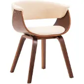 vidaXL Chaise de salle à manger Crème Bois courbé et similicuir