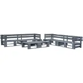 vidaXL Salon de jardin palette 6 pcs Bois Gris