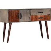vidaXL Table console Gris 120x35x75 cm Bois de manguier massif brut
