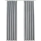 vidaXL Rideaux occultants avec crochets 2 pcs Gris 140x225 cm