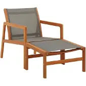 vidaXL Chaise de jardin avec repose-pieds Gris Eucalyptus massif Textilène