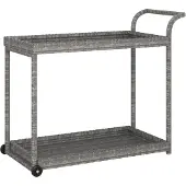 vidaXL Chariot de bar Gris 100x45x83 cm Poly rotin