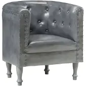 vidaXL Fauteuil Gris Cuir véritable