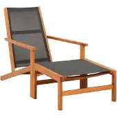vidaXL Chaise de jardin avec repose-pieds en bois massif d'eucalyptus et textilène