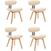 vidaXL Chaises de salle à manger 4 pcs. Crème bois courbé et similicuir