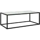 vidaXL Table d'appoint noire avec aspect marbre blanc verre 100x50x35 cm