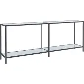 vidaXL Table console Blanc 200x35x75,5 cm Verre trempé