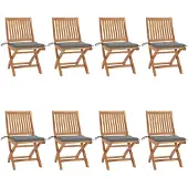 vidaXL Chaises de jardin pliantes avec coussins 8 pcs. Bois massif teck