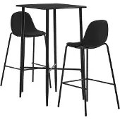 vidaXL Ensemble de bar 3 pièces tissu noir