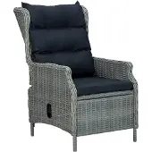 vidaXL Chaise de jardin "Jugenheim" en rotin PE rond, acier revêtu par poudre en gris clair. Dimensions (L/H/P) 57x100x88 cm